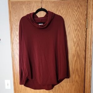 Lou & Grey Rich Maroon Cowl Neck Sweater Size Xxl Rayon Blend